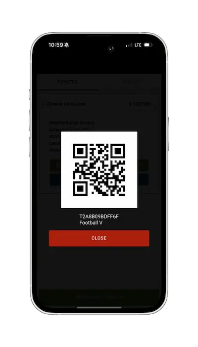Example of a ticket purchased through the Eventlink® App.